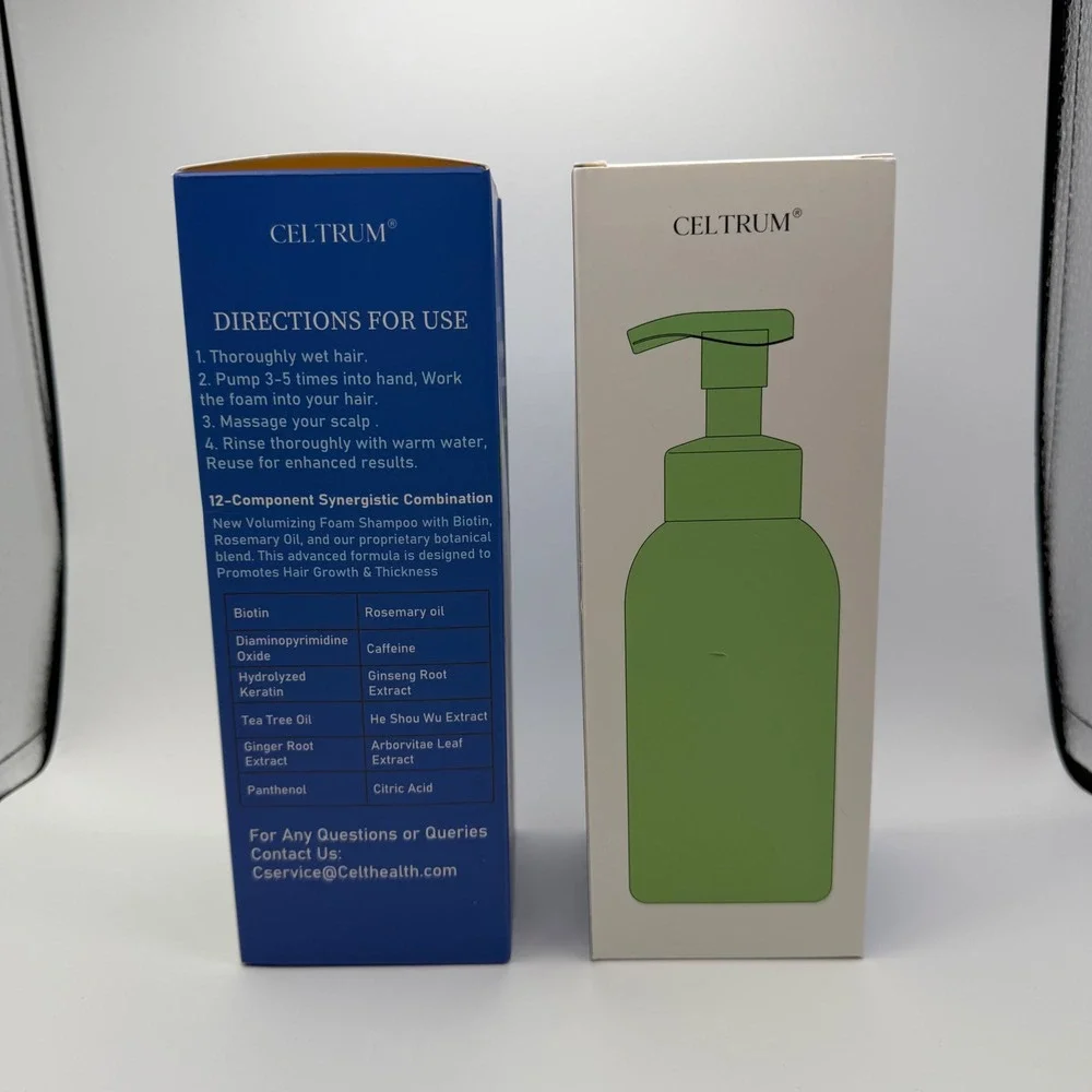Celtrum Biotin & Rosemary Foam Shampoo x2 Hair Growth Root Activator 13.53oz